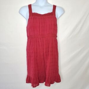 Knox Rose Gauzy Crochet Lace Trim Dress Size XL Cotton Popover Ruffle Hem